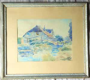 Han Krug - Aquarel "Moerweg" (Den Haag) 1925 verkocht voor € 50!