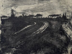 Johan Dijkstra - Landschap met molen, aquatint ets kopen? Bied vanaf 425!