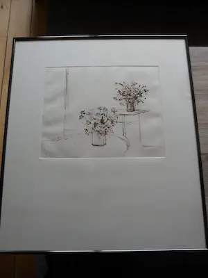 Wilfred Voet - Ets. Titel, "twee vazen bloemen". kopen? Bied vanaf 25!