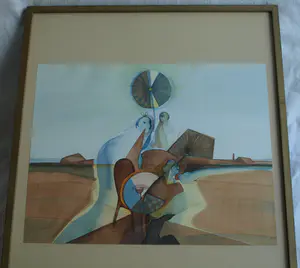 Edwin Engels - Ingelijste aquarel , Landschap – 1975 – Lijst, 97 x 68 cm. kopen? Bied vanaf 60!