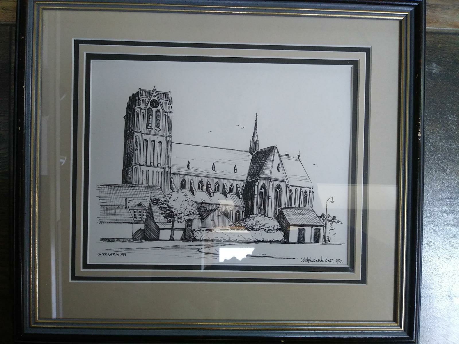 Niet of onleesbaar gesigneerd - G. retera- Odulphus kerk Best kopen? Bied vanaf 1!