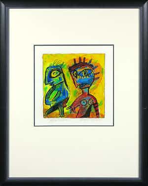 Henk Vierveijzer - Gemengde techniek op papier, Tippelzone - Ingelijst verkocht voor € 50!