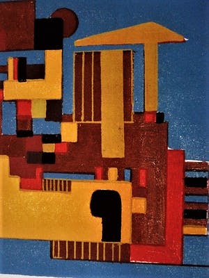 Wim Motz - Lithografie "Haven Rotterdam met tanker" en unica (8ex) Houtsnede "stilleven" kopen? Bied vanaf 29!
