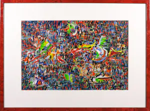 Pim Lenos - Acryl op papier, Zonder titel - Ingelijst kopen? Bied vanaf 1!