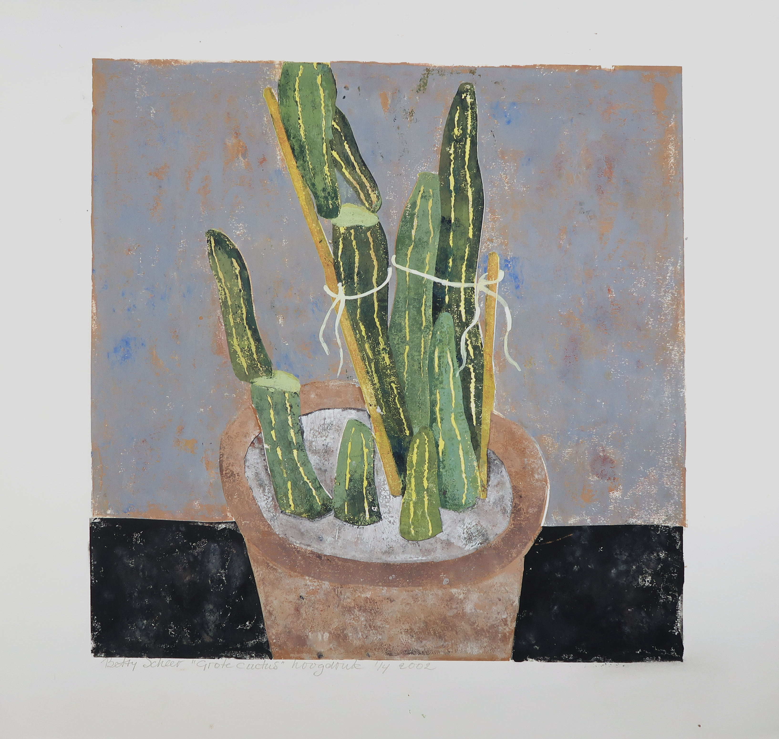 Betty Scheer - Linosnede, Grote cactus kopen? Bied vanaf 35!