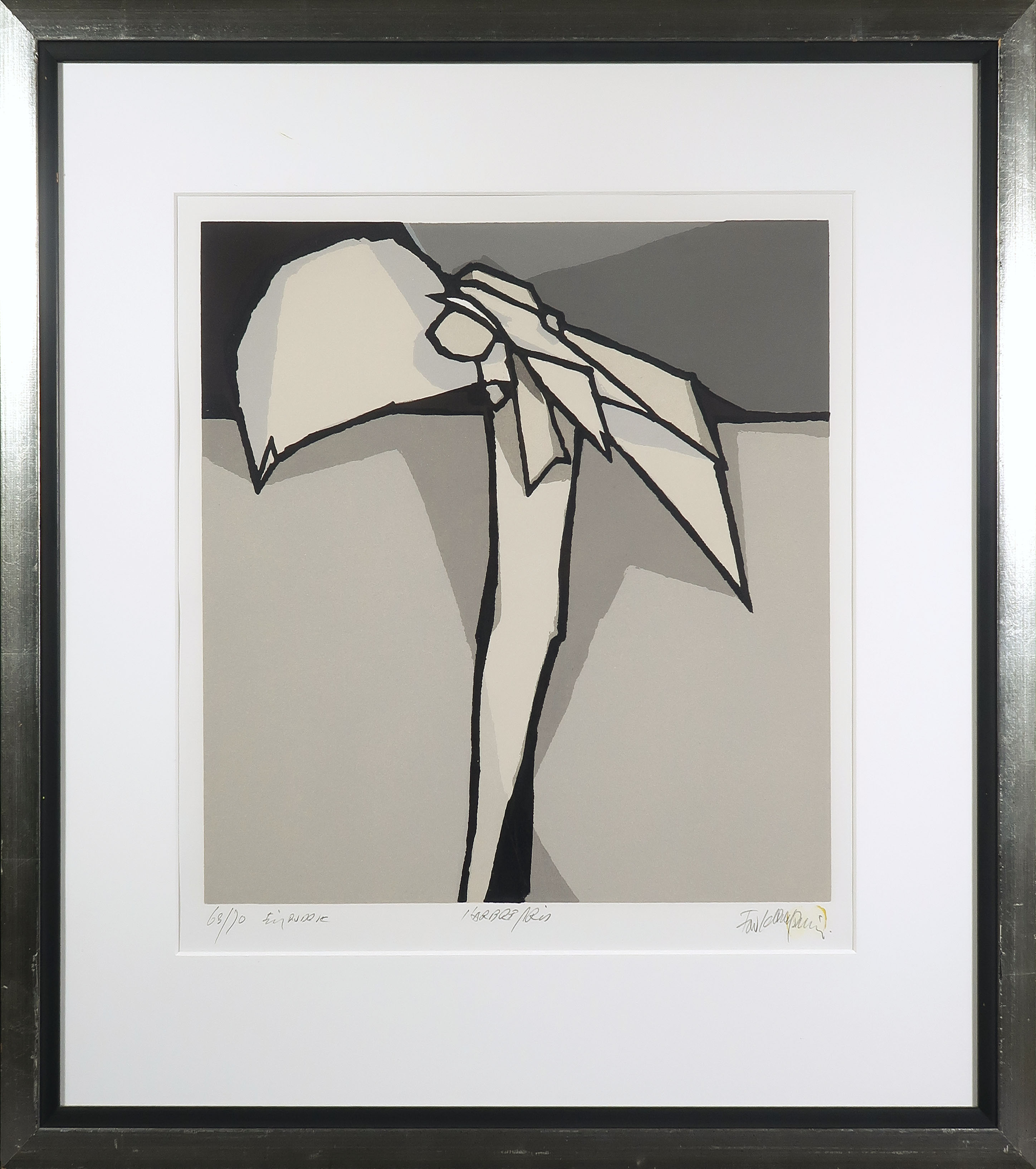 Fon Klement - Boardsnede, l'Arbre Gris - Ingelijst verkocht voor € 70!