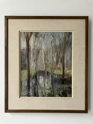 Wim Vaarzon Morel (jr.) - Boslandschap met vijver - Gesigneerd kopen? Bied vanaf 200!