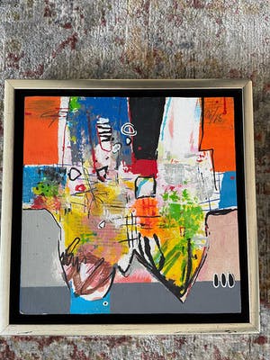 Kantcho Kanev - Zeefdruk en collage op papier (op paneel), Zonder titel kopen? Bied vanaf 75!