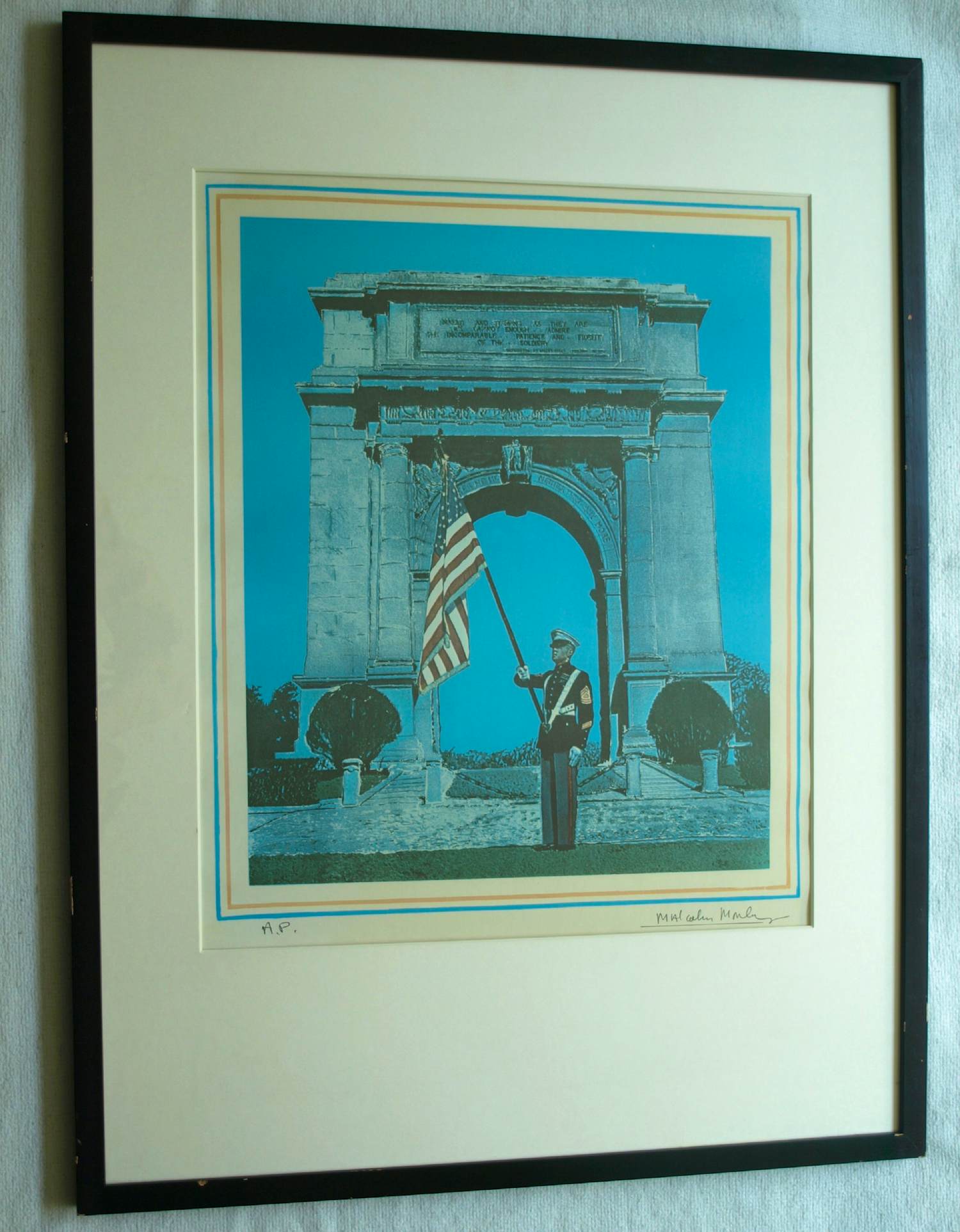 Malcolm Morley - Ingelijste zeefdruk , Marine Sergeant at Valley Forge - Lijst, 82 x 63 cm. kopen? Bied vanaf 150!