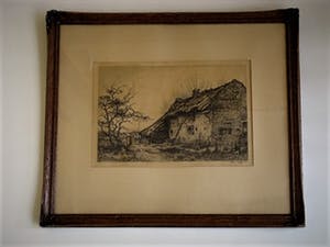 Toon de Jong - Fraaie droge naald Ets "Eemnes Buiten - Boerin doet de was " gesigneerd kopen? Bied vanaf 10!