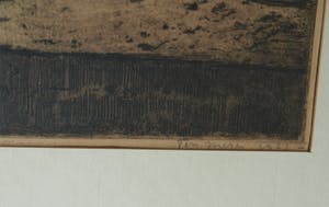 Ton Meyer - Ets, Havengezicht – Enkhuizen? - gesigneerd & ingelijst - 1923 kopen? Bied vanaf 10!