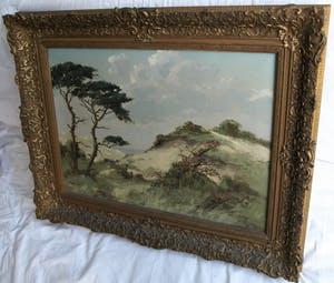 Peter Cox - Olieverf op doek , Duinlandschap – ingelijst – 70 x 90 cm kopen? Bied vanaf 200!