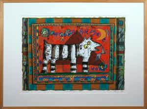 Eric Toebosch - Zeefdruk, Ongevaarlijke hond - Ingelijst verkocht voor € 35!