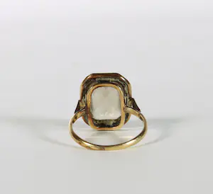 14k geelgouden ring met rookkwarts kopen? Bied vanaf 130!