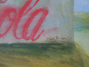 Theo Jeuken - Gouache, titel , "Woestijn ". kopen? Bied vanaf 35!