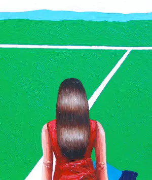 Gerard Boersma - Voetbalkous Aan Veldkant (Vrouw genietend van schilderij Raoul de Keyser) kopen? Bied vanaf 125!