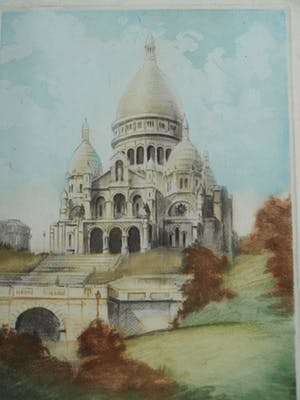 Niet of onleesbaar gesigneerd - Ets , “Sacre Coeur, Parijs” – gesigneerd kopen? Bied vanaf 10!