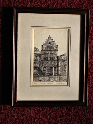 Anna Doedijns - Fraaie droge naald Ets "Museum Edam - Damstraat 8 " gesigneerd kopen? Bied vanaf 10!