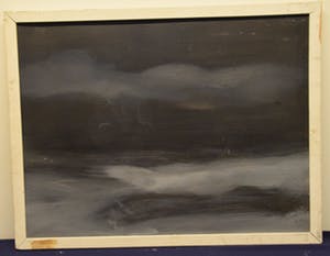 Henk Bies - Mistbank boven zee, 1971 - Acrylverf op papier - BKR Helmond kopen? Bied vanaf 20!