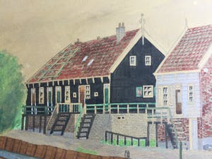 Daniel Cornelis Kerkhoven - Beeld van Marken | Gouache/tekening (ingelijst) kopen? Bied vanaf 35!