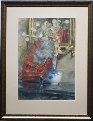 Ernst Witkamp - Aquarel op papier - "waaier en judaspenning in Chinese vaas" kopen? Bied vanaf 299!