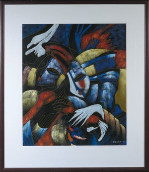 Niet of onleesbaar gesigneerd - Acryl op doek, Zonder titel - Ingelijst kopen? Bied vanaf 1!