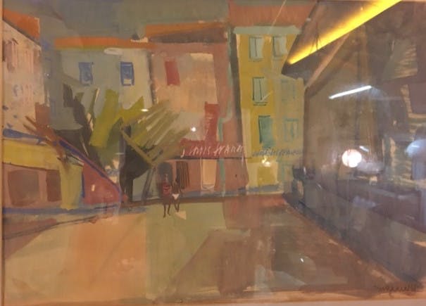 Frans Hollaardt - gouache, straat met mensen kopen? Bied vanaf 95!