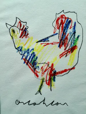 Anton Heyboer - Kip - Krijt op geschept papier - 1996 - 35 x 26 cm - ingelijst kopen? Bied vanaf 150!