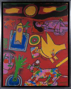 Corneille - Zeefdruk op doek, Journée Féerique - Ingelijst verkocht voor € 350!