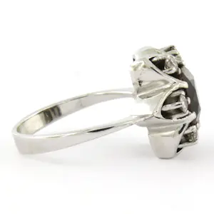 14k gouden ring met centraal granaat en briljant geslepen diamant tot. 0.24ct kopen? Bied vanaf 600!