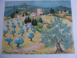 Marie de Valon - "Provençaals landschap" / KLEURLITHO kopen? Bied vanaf 30!