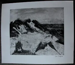 Jan Wiegers - Droge naald ets: duinlandschap kopen? Bied vanaf 95!