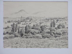 Gerard Lutz - Mediterraan landschap - Inkttekening kopen? Bied vanaf 1!