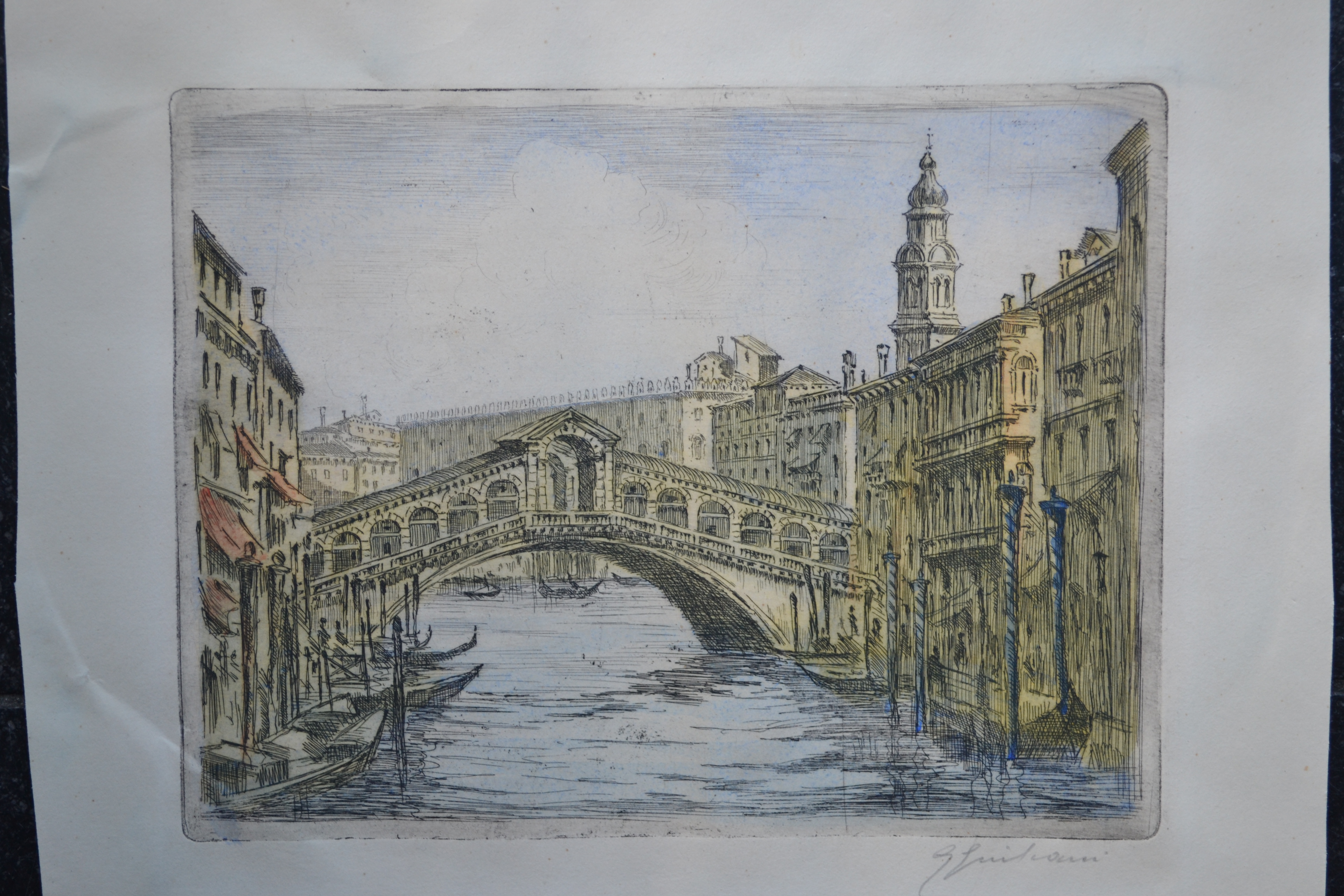 Giovanni Giuliani - 2 etsen - San Marco plein en Rialto brug - handgesigneerd kopen? Bied vanaf 1!