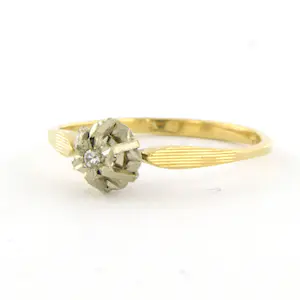 14k bicolour gouden solitair ring met single cut geslepen diamant tot.0.02ct kopen? Bied vanaf 100!