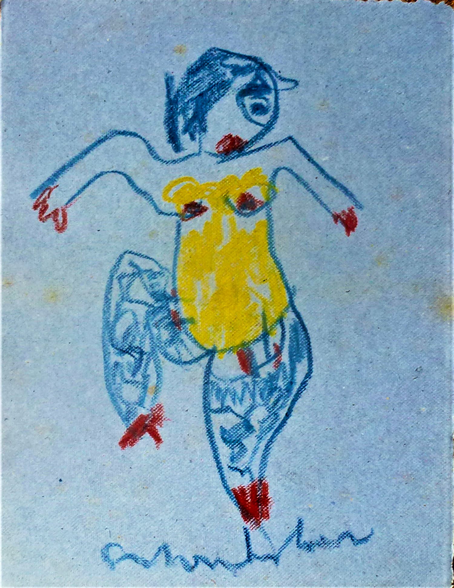 Anton Heyboer - danseres .Vrolijke kleurige tekening van een danseres verkocht voor € 250!