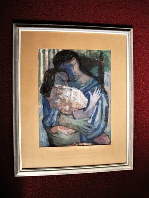 Jan Battermann - Vertederend jaren 50 gesigneerd Pastel "Moeder en Kind" GROOT!! kopen? Bied vanaf 10!