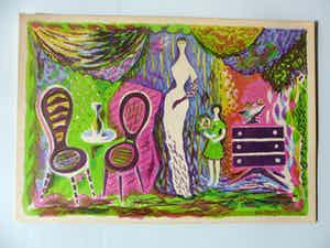Dick Elffers - Mooie Jaren 50 Kleuren Litho "Moeder en dochter" proefdruk verkocht voor € 25!