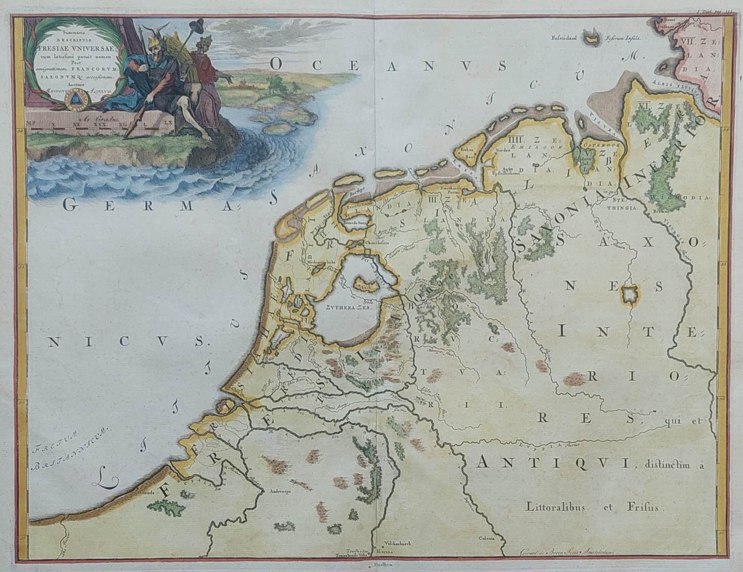 Francois Halma - Nederland Romeinse Tijd Oude Kaart 1725 kopen? Bied vanaf 90!
