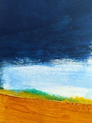 Jeroen de Carpentier - Fraai verstild expressionistische Gouache "Regenwolken boven akkerland" gesignd kopen? Bied vanaf 19!