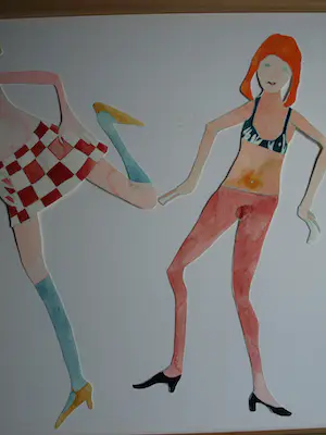 Vanessa Beecroft - Collage en acrylverf , Jonge vrouwen 2 – ingelijst, 94 x 134 cm - 1993 kopen? Bied vanaf 750!