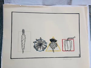 Pieter Becks - Kleurenhoutsnede. Titel: fruit en groente. kopen? Bied vanaf 35!