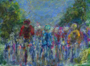 Paul Nieuwendijk - Schets met acrylverf van wielrennen kopen? Bied vanaf 60!