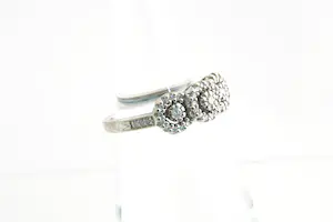 82 - Elegante 14krt witgoud & diamanten (0.25ct) fantasie ring - kleine maat kopen? Bied vanaf 180!