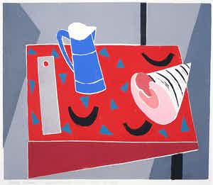 Betty Scheer - Linosnede, Compositie met liniaal verkocht voor € 35!