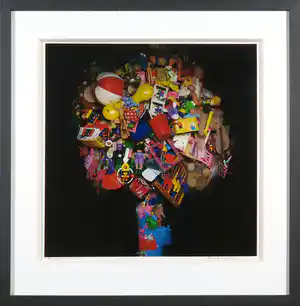 Paul Blanca - Foto, Compositie met speelgoed - Ingelijst verkocht voor € 300!