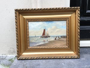 Hendrik Hulk - C2609-5 - Zeilboten aan het strand kopen? Bied vanaf 350!