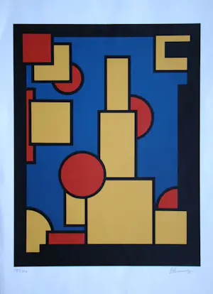 Dirk Koning - Constructieve Compositie - 1970 - Originele zeefdruk gesigneerd en genummerd kopen? Bied vanaf 100!