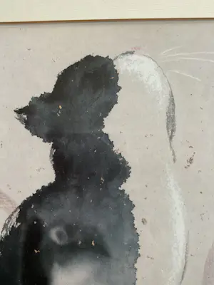 Dehong Chen - Zittende Kat, waterverf, offset, gesigneerd in de druk kopen? Bied vanaf 40!