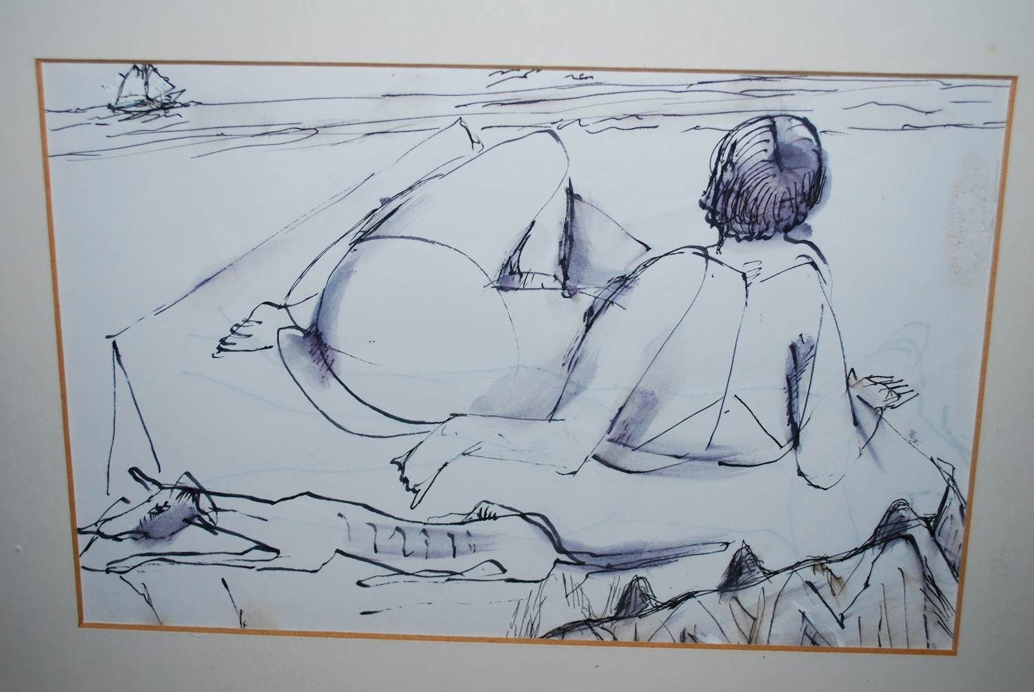 Rob Aussen - 9 inkttekeningen - strandscenes ca. 1983 kopen? Bied vanaf 65!